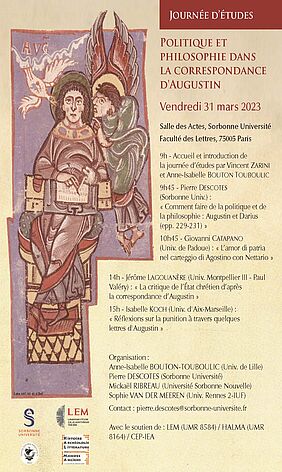 Affiche Journée d’études : Politique et philosophie dans la correspondance d'Augustin