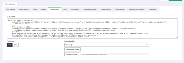 personnalisation du footer
