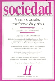 Sociedad n.11. Vinculos Sociales, transformacion y crisis. ISSN 0327-7712. (1997)